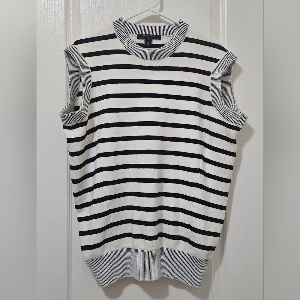 Louis Vuitton Black and White Striped Sweater